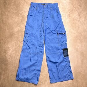 Vintage 90s Kik Girl K Glow Raver Pants Blue Baggy Cargo Wide Leg Streetwear Y2K